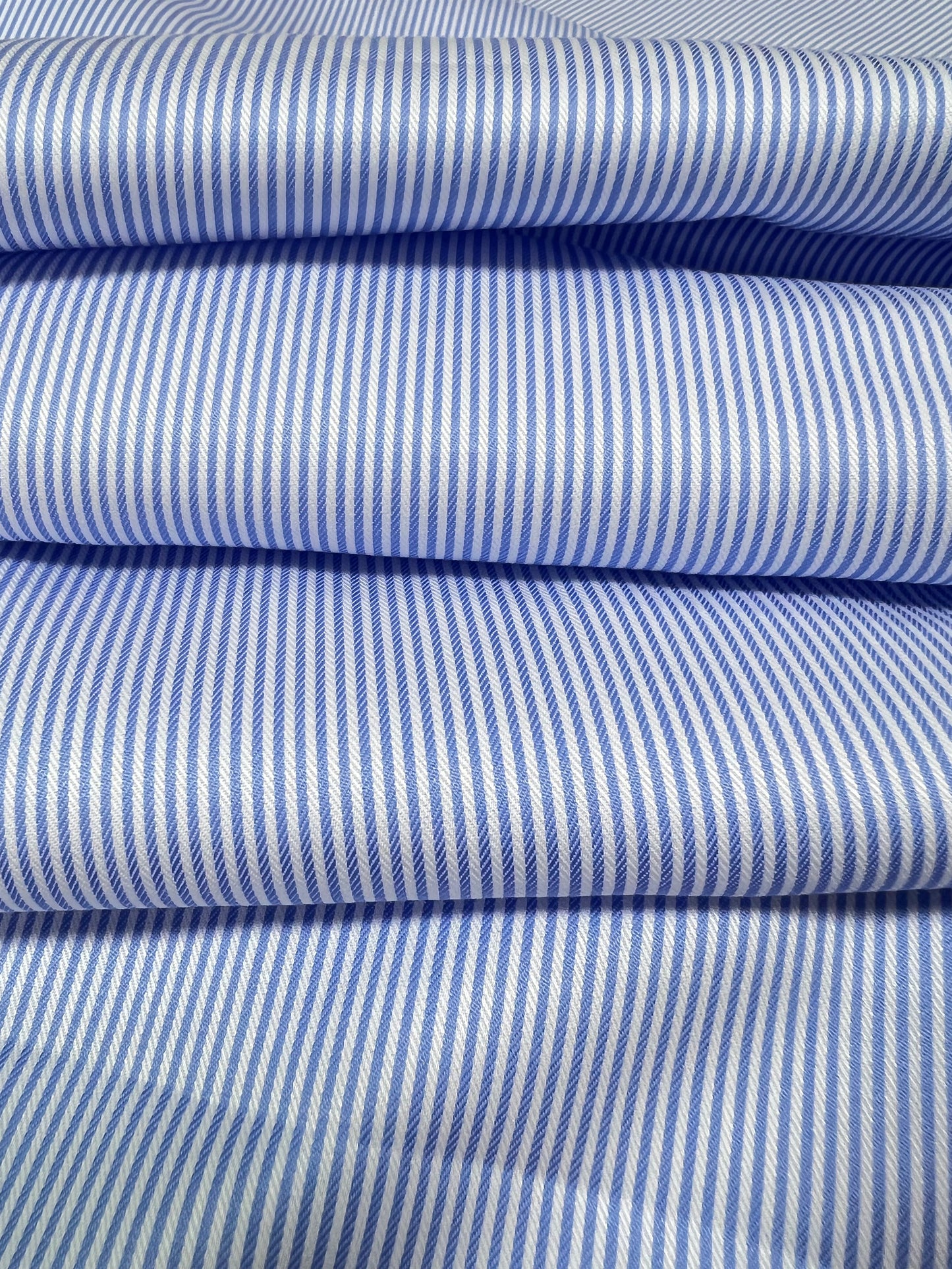 Thin Stripe Poplin Sky - Made to Measure