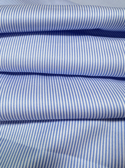 Thin Stripe Poplin Sky - Bespoke Experience