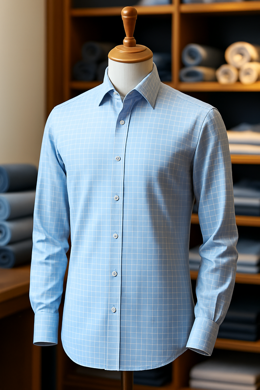 Light Blue Grid Essential - Standard Fit