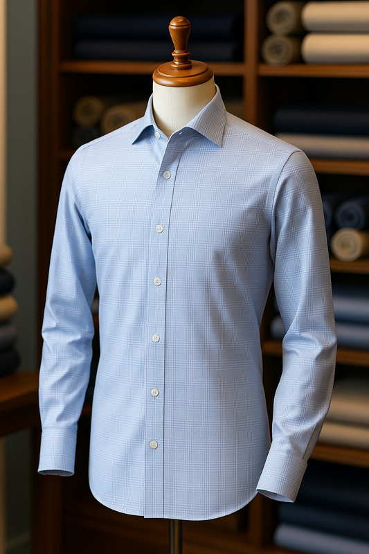 Glencheck Sky Twill - Standard Fit